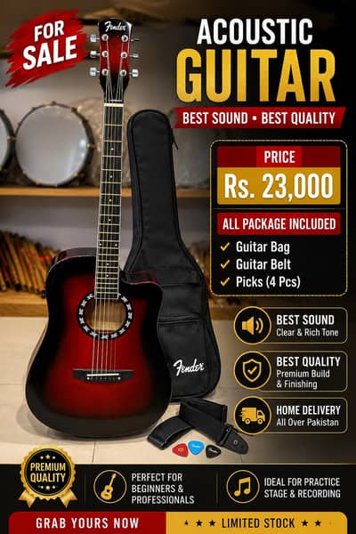 Fender Medium Acoustic Guitar | For sale | Bag | Picks | strape |