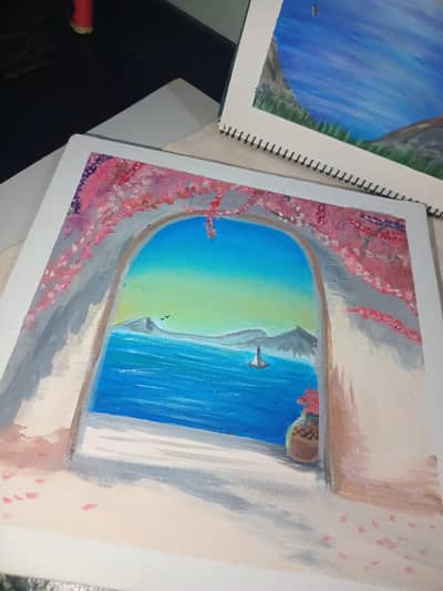 Painting with flowers and ocean's grace