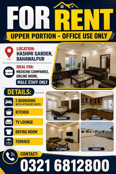 Upper Portion For Rent Resident/Office At Prime Location