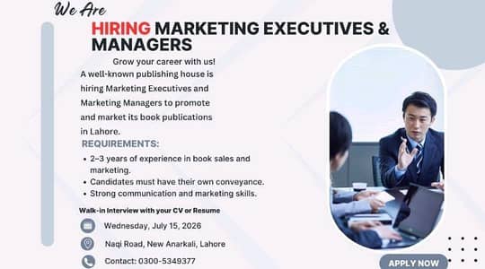 Marketing Executive & Marketing Manager Jobs – Lahore