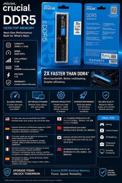 MICRON CRUCIAL DESKTOP DDR5 RAM 5600MT/S