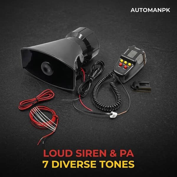 Automotive Electronic Siren (With Amplifier + Speaker + Pa System) 100W 12V (China) Premium Quality
