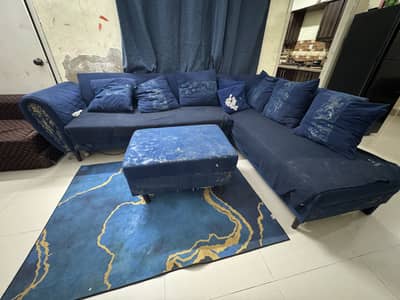 L Shape Sofa Set with Center Ottoman – Spacious & Comfortable