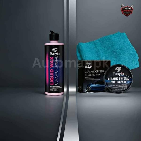 Tonyin 3-in-1 Car Care Kit – Ceramic Crystal Liquid Wax, Coating Wax + Free Microfiber Cloth