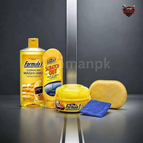 Formula 1 3-in-1 Car Care Kit with FREE Microfiber Cloth – Clean, Shine & Protect