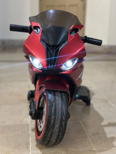 Red Sports Electric Bike for Kids with Training Wheels