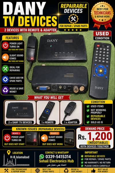 DANY TV Tuner Devices with Remote & Adapter (For Repair / Parts)