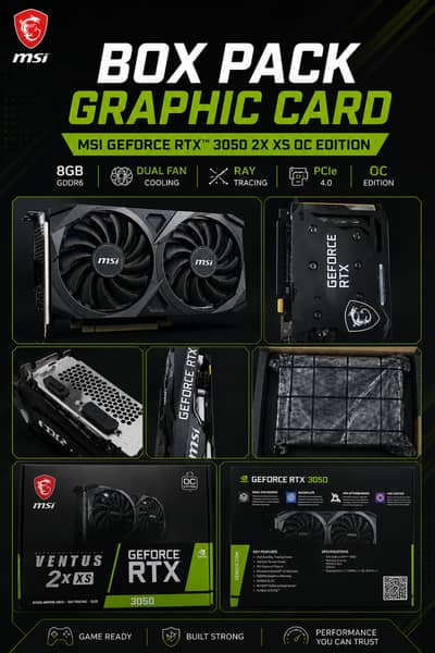MSI GEFORCE RTX 3050 8GB DDR6 BOX PACK GRAPHIC CARD