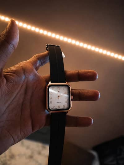 Stylish Rose Gold Watch with Black Strap
