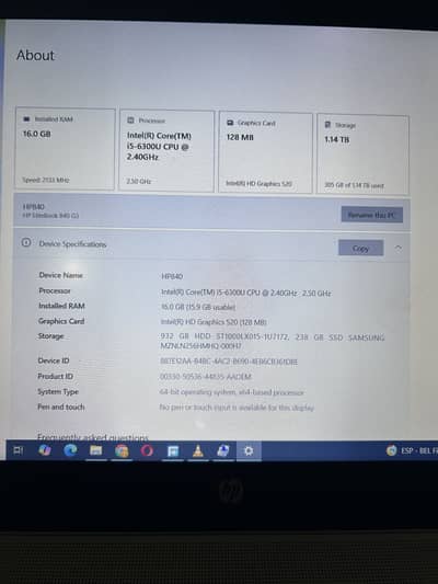 Hp 840 g3 i5 6th gen