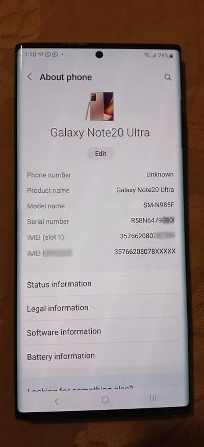 Samsung Not 20 Utra | 8 256GB | Like New | APPROVED | Urgent Sale