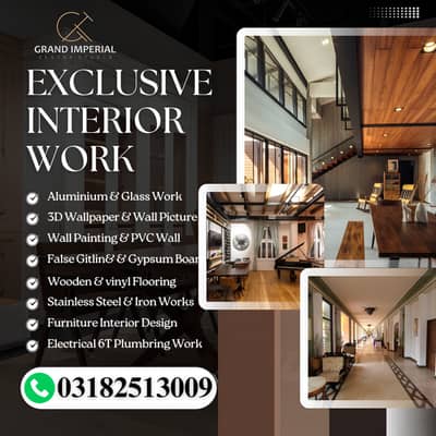 Aluminium & Glass,False Ceiling,Paint Work,Wood Work,Marble work,Door