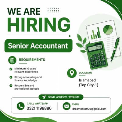 Senior accountant and receptionist jobs in Islamabad Top city 1