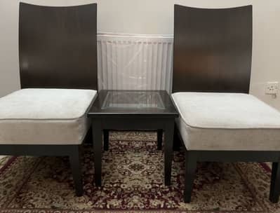 2 Wooden Chairs with Matching Side Table