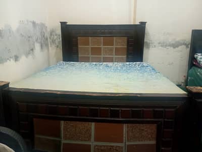 Used Wooden Double Bed with Matress – Good Condition