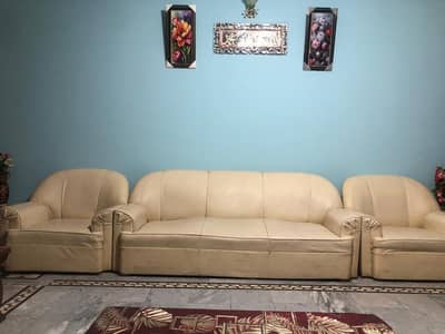 Premium 5-Seater Leather Sofa Set (White) – Excellent Condition