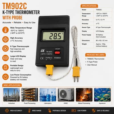 LCD K Type Thermometer Temperature Meter price in pakistann TM902C