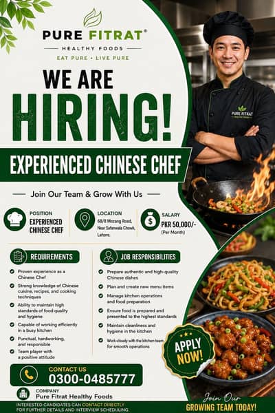 Experienced Chinese Chef Required | Jobs | Lahore