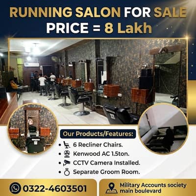 Running Salon for sale, salon business for sale, salon