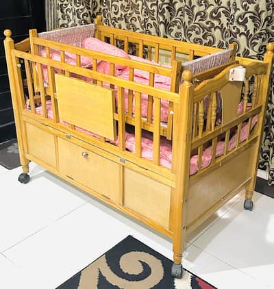 Almost New Wooden Baby Cot for Sale