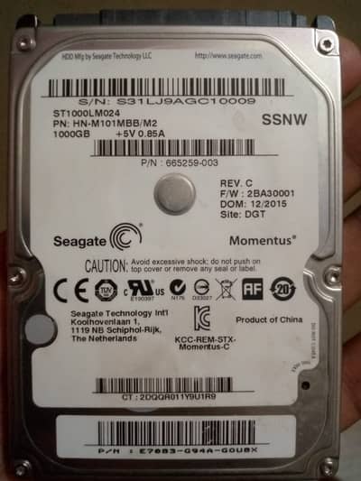 1 TB Seagate hard disk 100% health