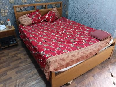 Wooden Bed with Mattress