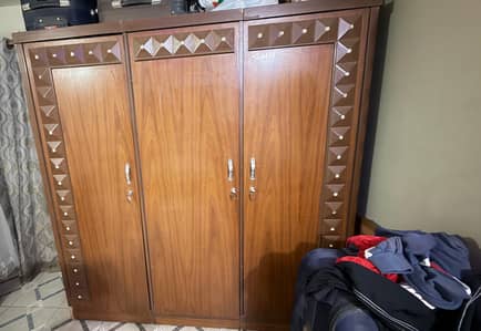 bed with both sides table, wardrobe, divider & dressing table for sale