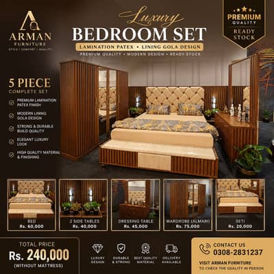 Bedset Classic Design (Bed+Wardrobe+Dressing+Tables) Bedroom Set