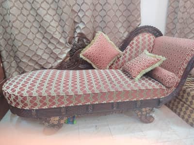1 sofa set 5 seater pure shesham wood and 1 dewan also shesham wood
