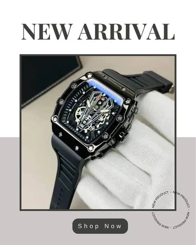 Black Skeleton Chronograph Watch for Men