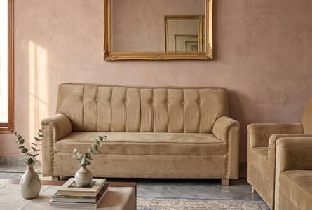 "Modern Velvet/Suede Tufted Sofa Set