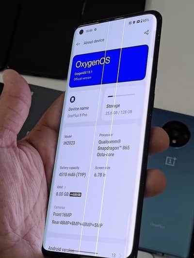 One Plus 8 Pro line in diaplay