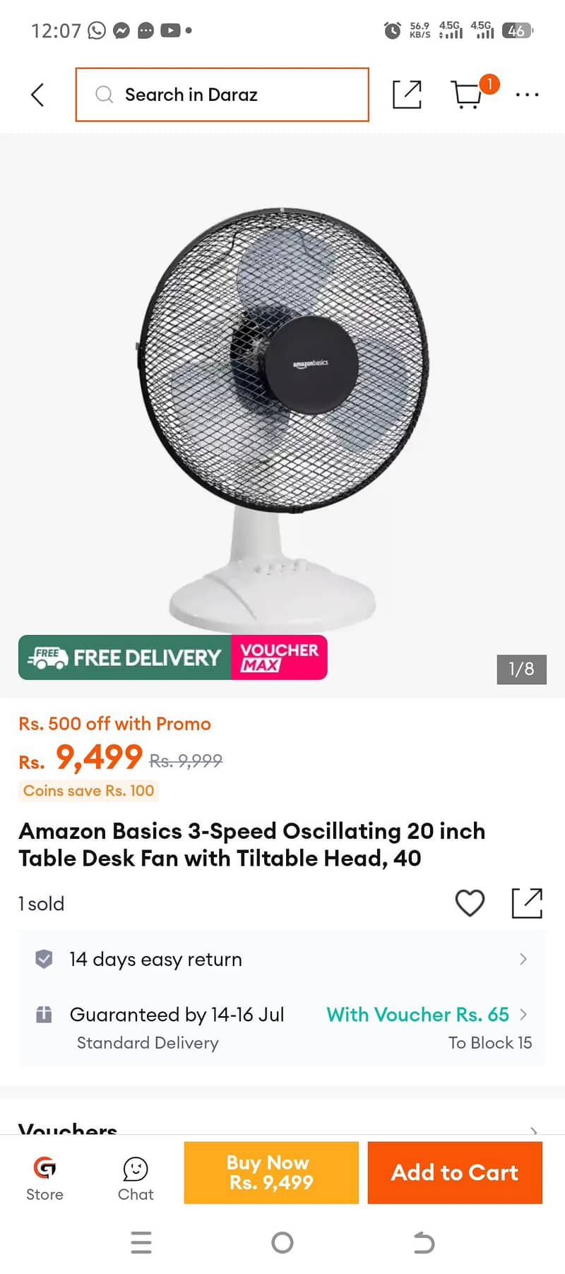 Amazon basics imported TABLE FAN 6