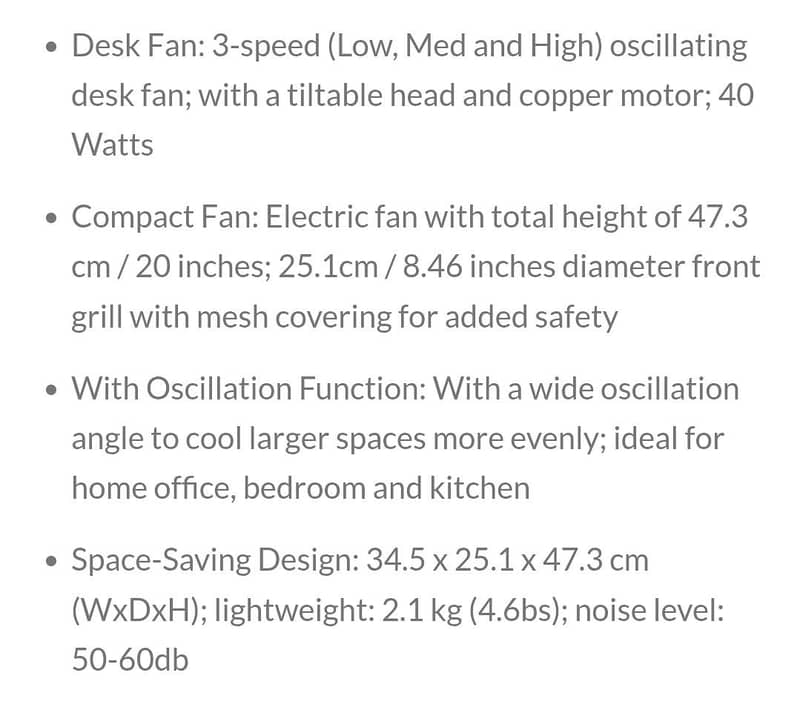 Amazon basics imported TABLE FAN 7