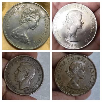 Set of (4) Pcs British Coins, British Old Coins, UK Rare & Antiq Coins