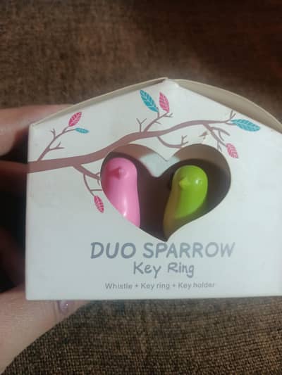 Duo Sparrow Key Ring with Whistle & Wall Key Holder – New