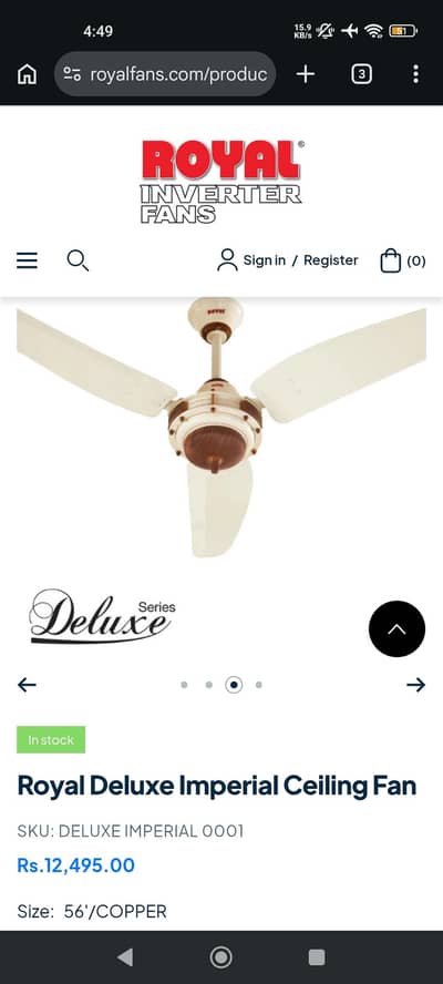 royal deluxe ceiling fan