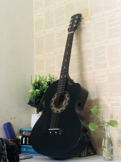 Acoustic Guitar In Glossy Black Color