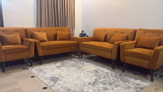 Rust Orange Sofa Set