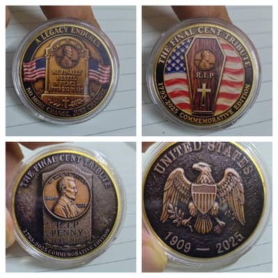 (2)Pc USA Old Coins, USA Gold Plated Coins, USA Lincoln Cent Coins,