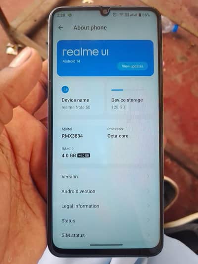 Realme Note 50.4gb 128gb with box charger nhe he