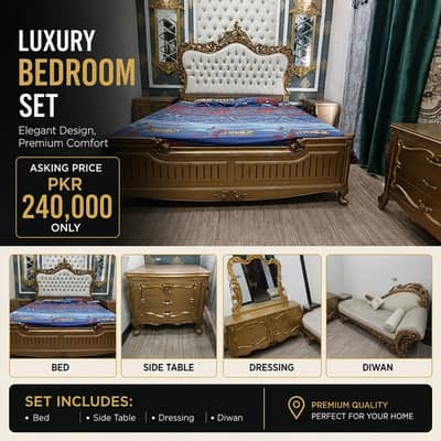 Bed Set || Wooden Bed || King Size Bed || Luxury Bed Set with Dressing