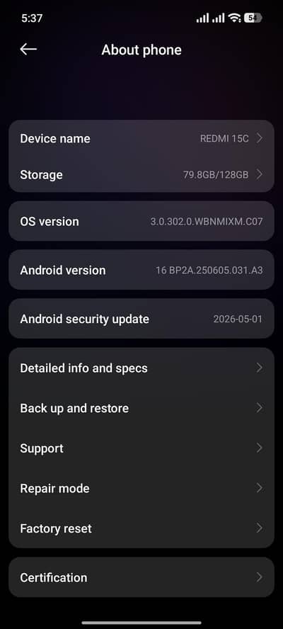 Xiaomi 15 C 6+6 gb 128gb lush condition