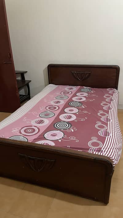 Wooden Queen Size Bed (with mattress)