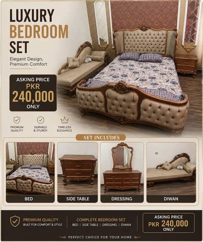 Bed Set || Wooden Bed || King Size Bed || Luxury Bed Set with Dressing