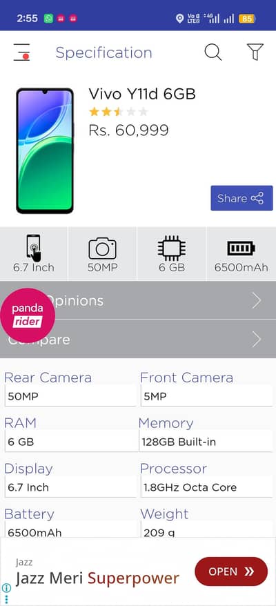 Vivo Y11D 6ram 128gb