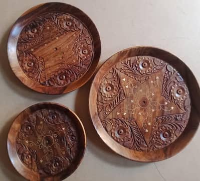 Plate set peice of 3 8inch 10inch 12inch all wooden hand made 