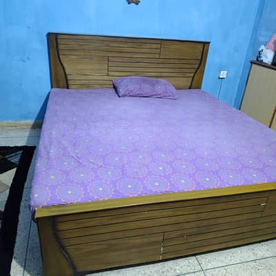 Wooden Bed with New Mattress | King Size Bed Set | Urgent Sale