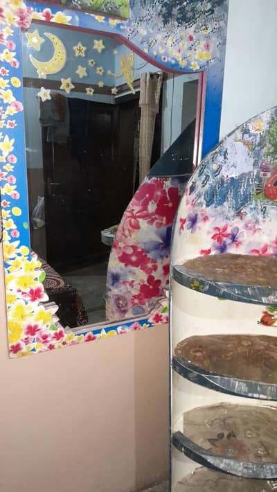 wooden shelf with matching wall mirror good condition