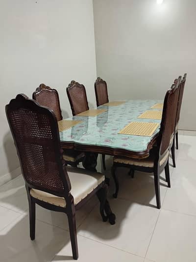 Solid Wood Dining Table Set with Glass Top